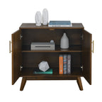 Mid Century Modern Fluted Sideboard Cabinet with Adjustable Shelves & Solid Wood Legs, Buffet Cabinet with Storage, Walnut Storage Cabinet for Living Room, Entryway, Hallway, Dining Room, Kitchen - Groovy Boardz