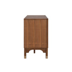 Mid-Century Modern TV Stand Entertainment Center Left Right Pier With Base Adjustable Shelves Gold Caped Legs LED On Pier Walnut Finish Media Console