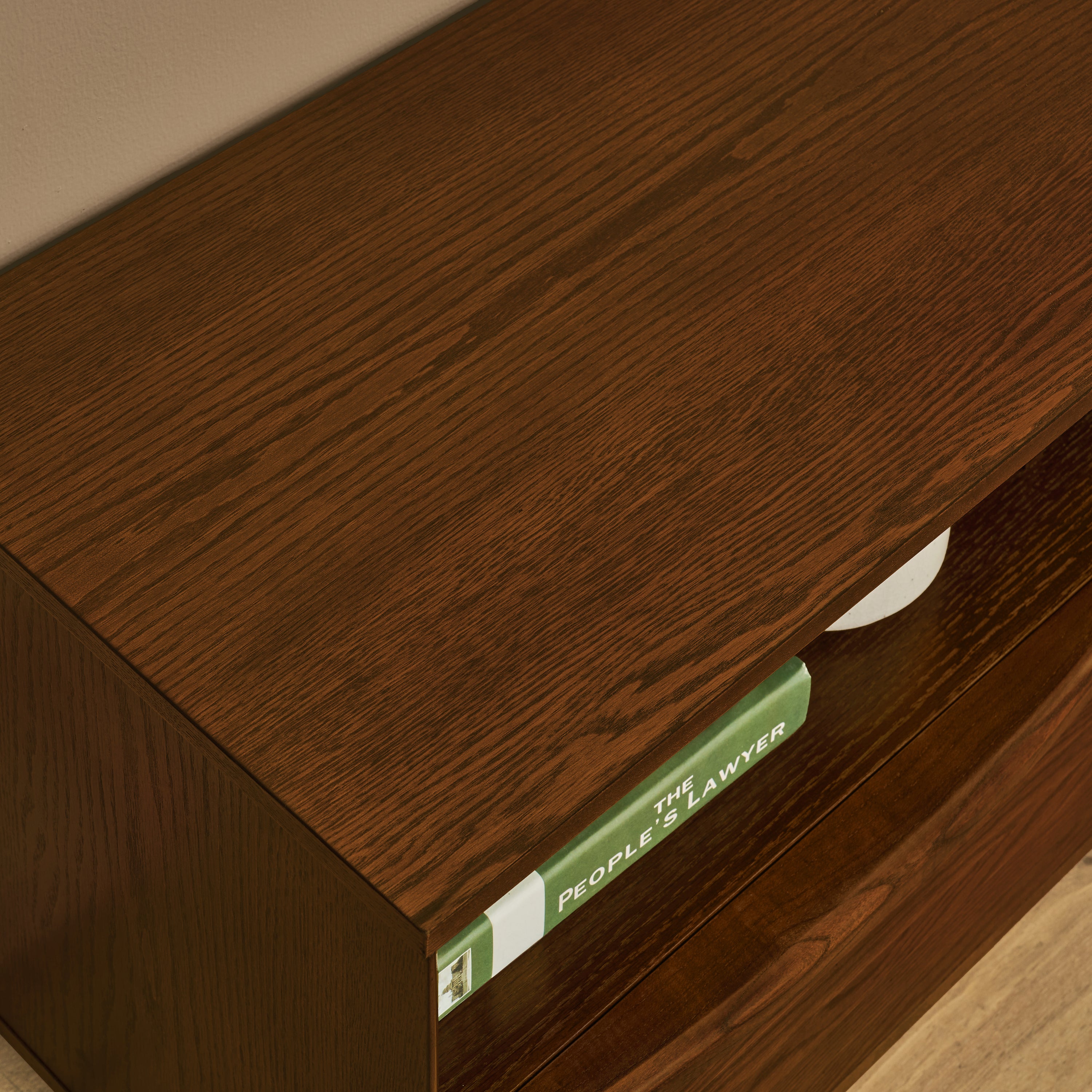 63' Mid-Century Modern TV Stand for TVs up to 75', Thick Sturdy Farmhouse Entertainment Cabinet, Media Console for Living Room, Louver Design & Solid Wood Drawers & Outlet Holes, Walnut