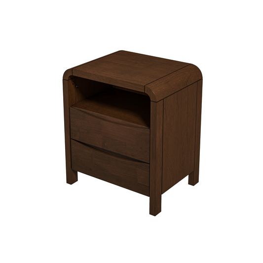 Lionel Mid Century Modern Solid Wood Nightstand 2-Drawer 23.6'H x 20.4'W x 15.7'D For Bedroom, Living Room