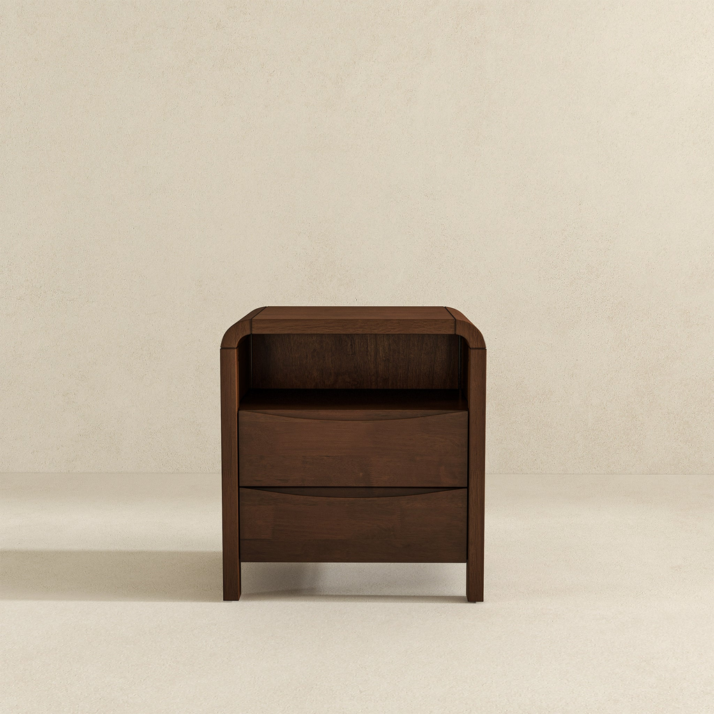 Lionel Mid Century Modern Solid Wood Nightstand 2-Drawer 23.6'H x 20.4'W x 15.7'D For Bedroom, Living Room