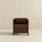 Lionel Mid Century Modern Solid Wood Nightstand 2-Drawer 23.6'H x 20.4'W x 15.7'D For Bedroom, Living Room