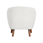 Mid-Century Modern Accent Chair 1pc White Chenille Fabric Upholstered Channel Stitched Back Brown Legs Solid Wood Furniture