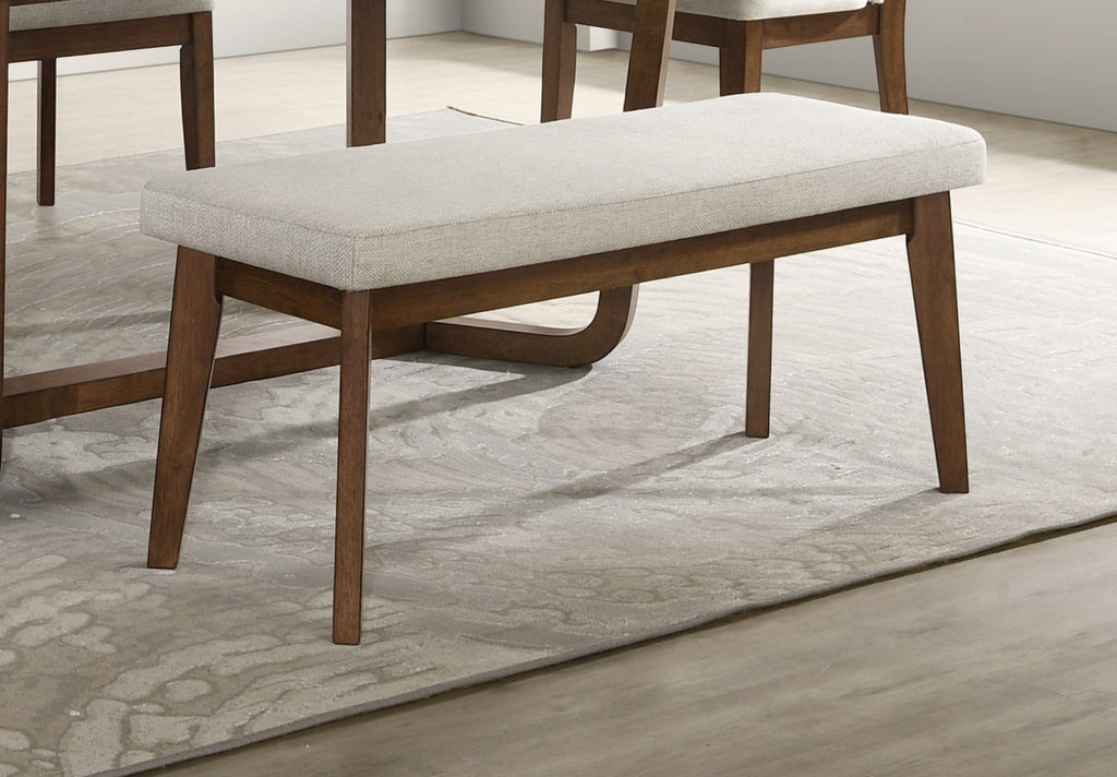 Mid-century1pc Plush Upholstered Seats Warm Wood Finish Dining Room Wooden Furniture