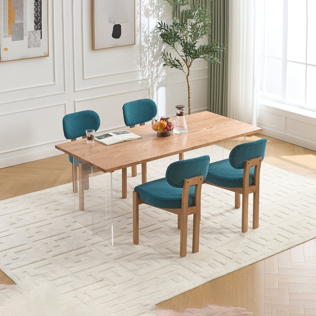 Wooden Dining Chairs Set of 2, Modern Fabric Upholstered Dining Room Chair Kitchen Chairs, Farmhouse Dinner Chair for Kitchen Dining Room