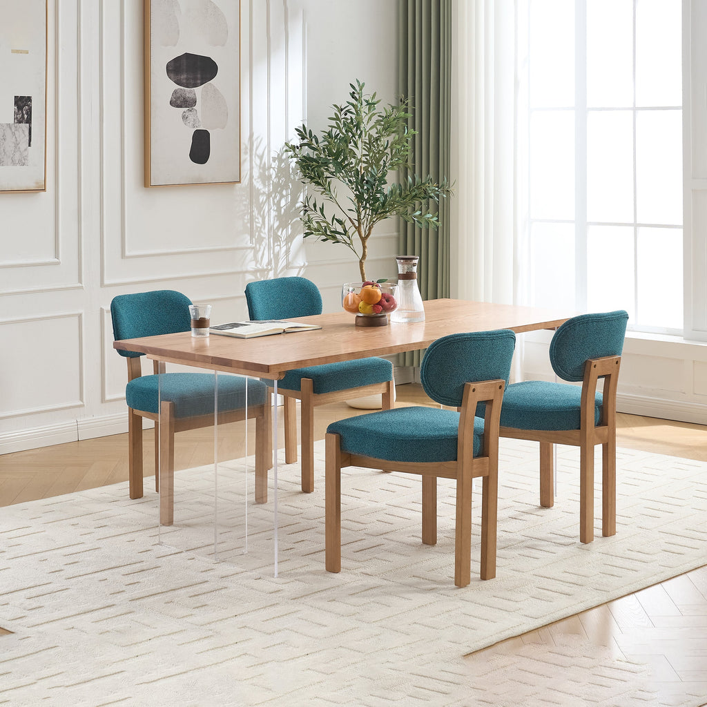 Wooden Dining Chairs Set of 2, Modern Fabric Upholstered Dining Room Chair Kitchen Chairs, Farmhouse Dinner Chair for Kitchen Dining Room