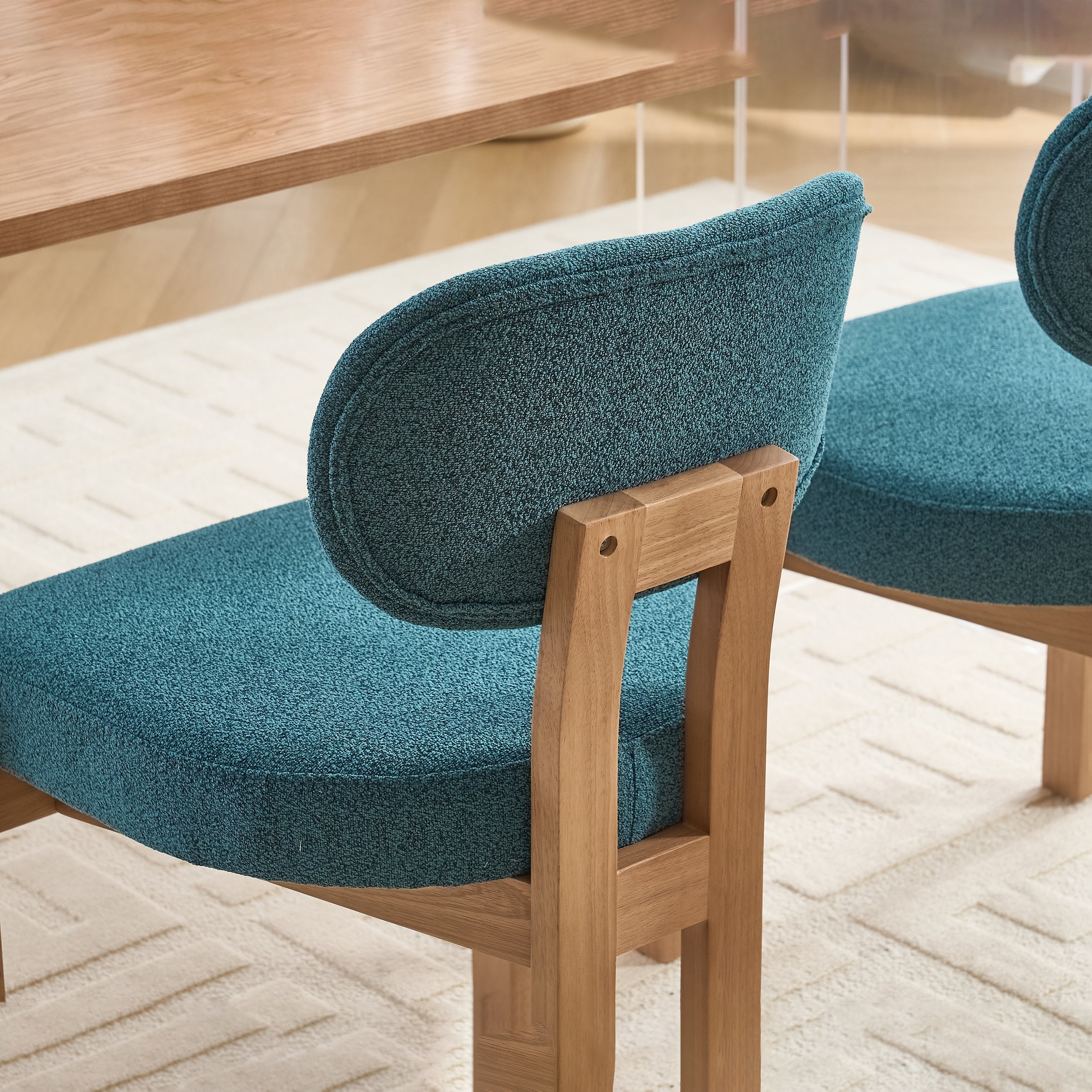 Wooden Dining Chairs Set of 2, Modern Fabric Upholstered Dining Room Chair Kitchen Chairs, Farmhouse Dinner Chair for Kitchen Dining Room