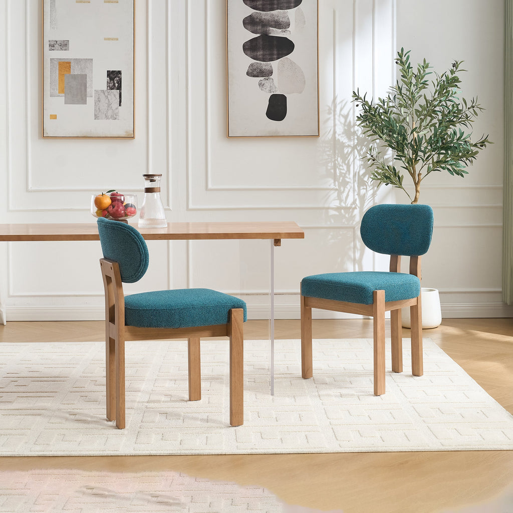 Wooden Dining Chairs Set of 2, Modern Fabric Upholstered Dining Room Chair Kitchen Chairs, Farmhouse Dinner Chair for Kitchen Dining Room
