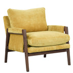 Kelly Mid-Century Modern Velvet Accent Armchair, Yellow