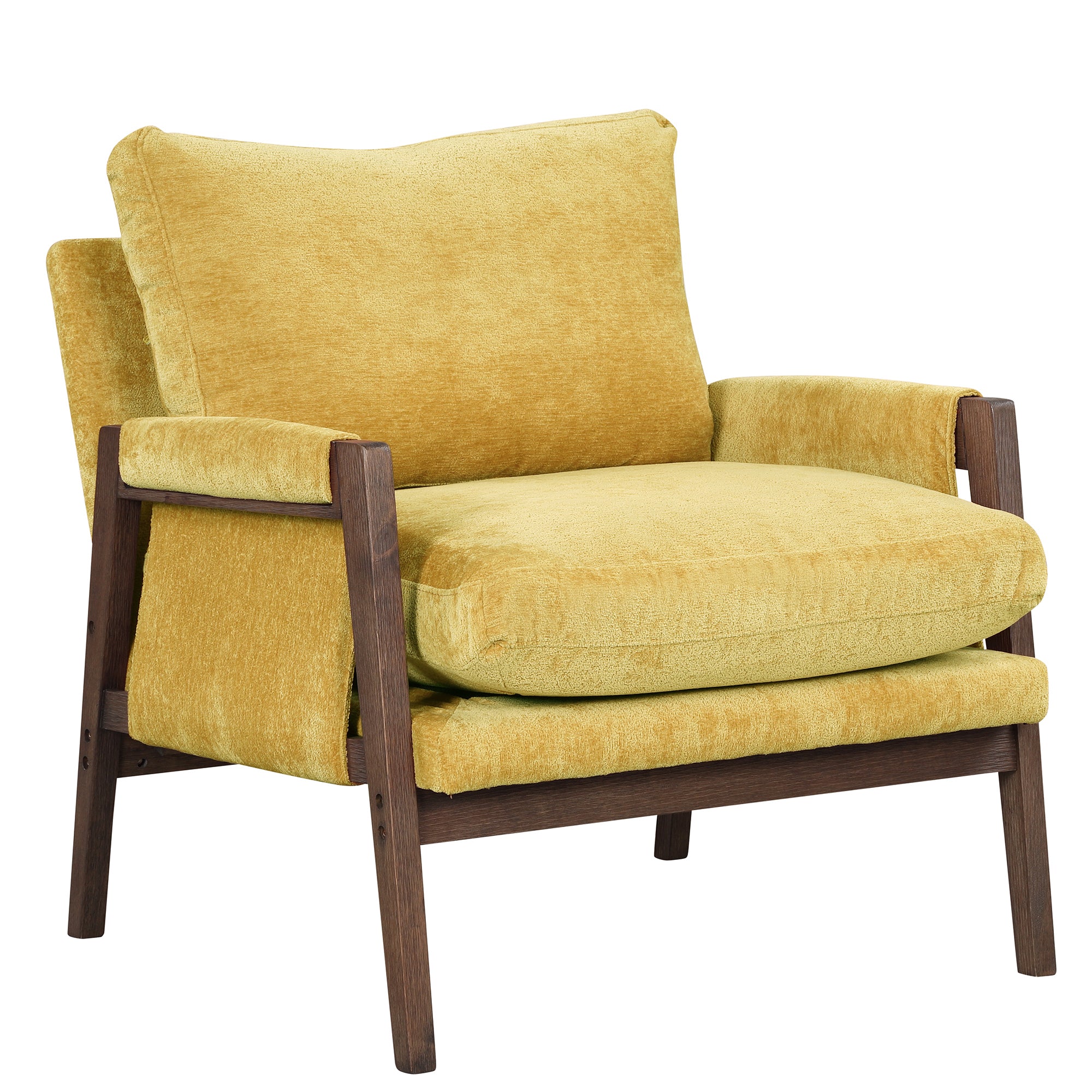Kelly Mid-Century Modern Velvet Accent Armchair, Yellow