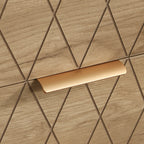 Nightstand with 3 Drawers, Mid-Century Modern End Table,Gold MetalFeet, Gold Metal Handles , Drawer Panels are Shaped by Cutting Lines,End Table for Bedroom,White and Natural