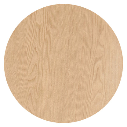 17.71 inch Round Fluted Side Table Circle Small Accent Table for Living Room Mid Century  Circle Bedside Table for Bedroom Oak