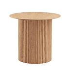17.71 inch Round Fluted Side Table Circle Small Accent Table for Living Room Mid Century  Circle Bedside Table for Bedroom Oak