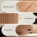 17.71 inch Round Fluted Side Table Circle Small Accent Table for Living Room Mid Century  Circle Bedside Table for Bedroom Oak