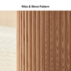 17.71 inch Round Fluted Side Table Circle Small Accent Table for Living Room Mid Century  Circle Bedside Table for Bedroom Oak