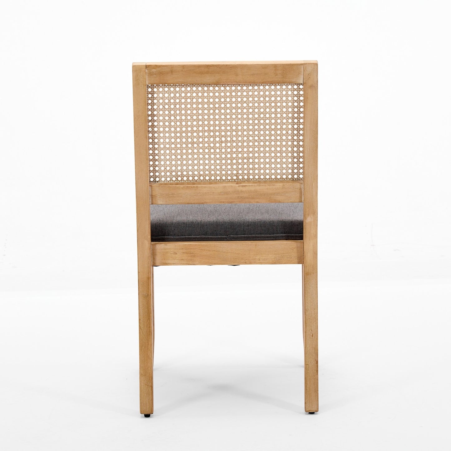 Farmhouse Rattan Dining Chairs Set of 2, Mid Century Modern Kitchen & Dining Room Chairs, Cane Upholstered Kitchen Side Chair with Natural Hardwood Frame, Gray