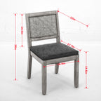 Farmhouse Rattan Dining Chairs Set of 2, Mid Century Modern Kitchen & Dining Room Chairs, Cane Upholstered Kitchen Side Chair with Natural Hardwood Frame, Gray