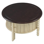 Mid Century Round Coffee Table with Storage, Beige.