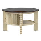 Mid Century Round Coffee Table with Storage, Beige.