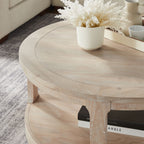 40 Large Mid-Century Modern Curved 2 Tier Traditional Round Circle Wooden Center Coffee Table