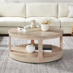 40 Large Mid-Century Modern Curved 2 Tier Traditional Round Circle Wooden Center Coffee Table
