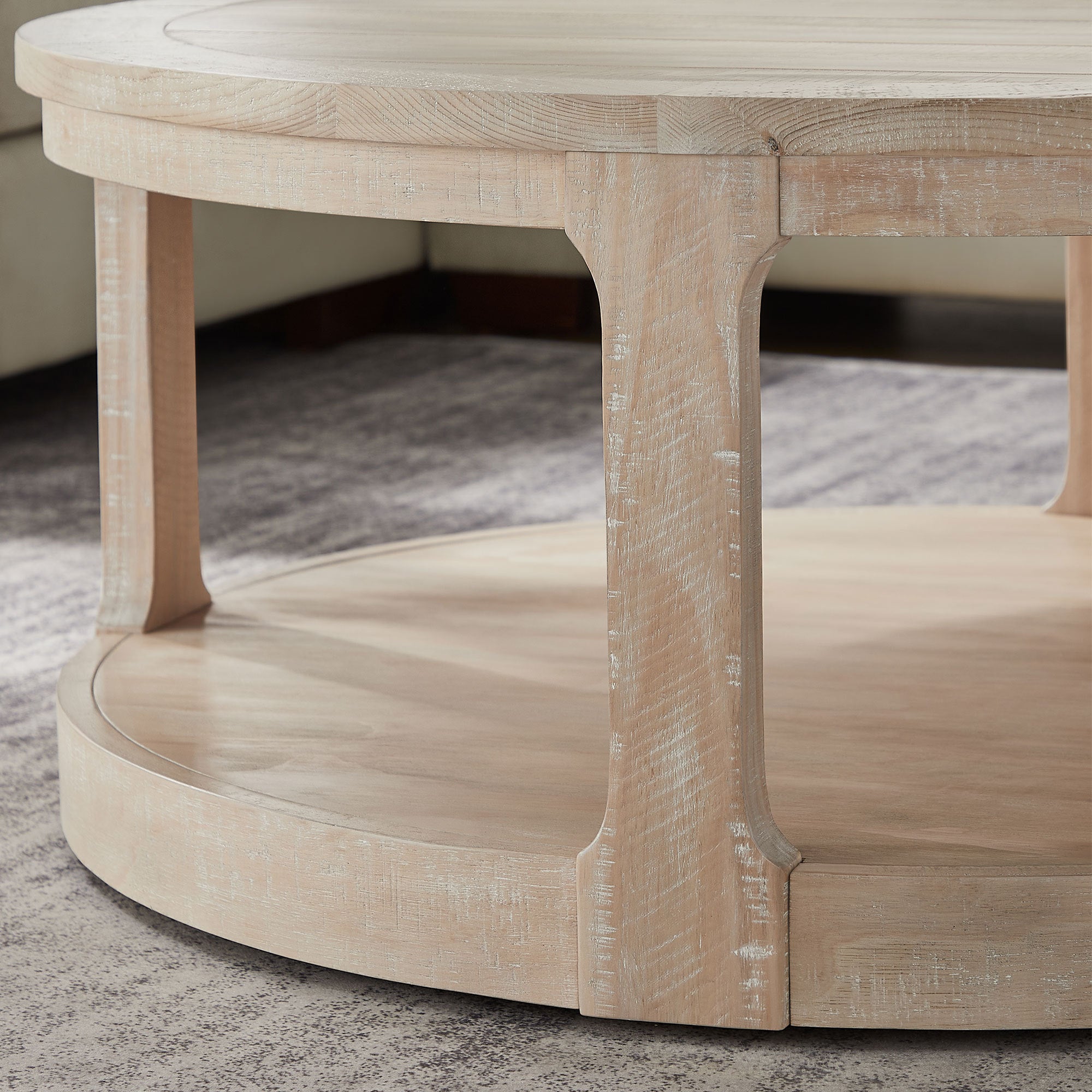 40 Large Mid-Century Modern Curved 2 Tier Traditional Round Circle Wooden Center Coffee Table