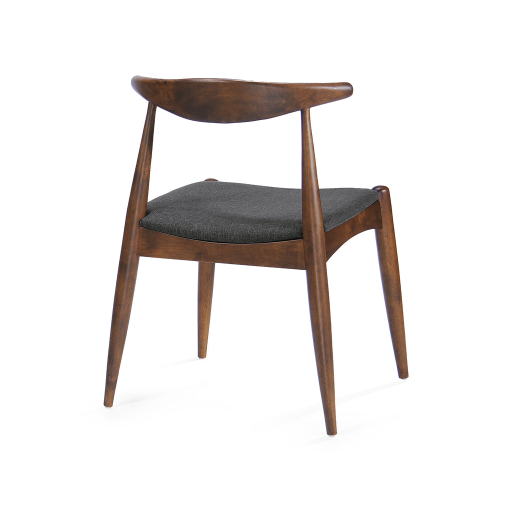 Set of 2 Rubberwood Dining Chairs with Ergonomic Backrest & Comfort Cushions, Walnut+Charcoal (same sku: 59296.00F)