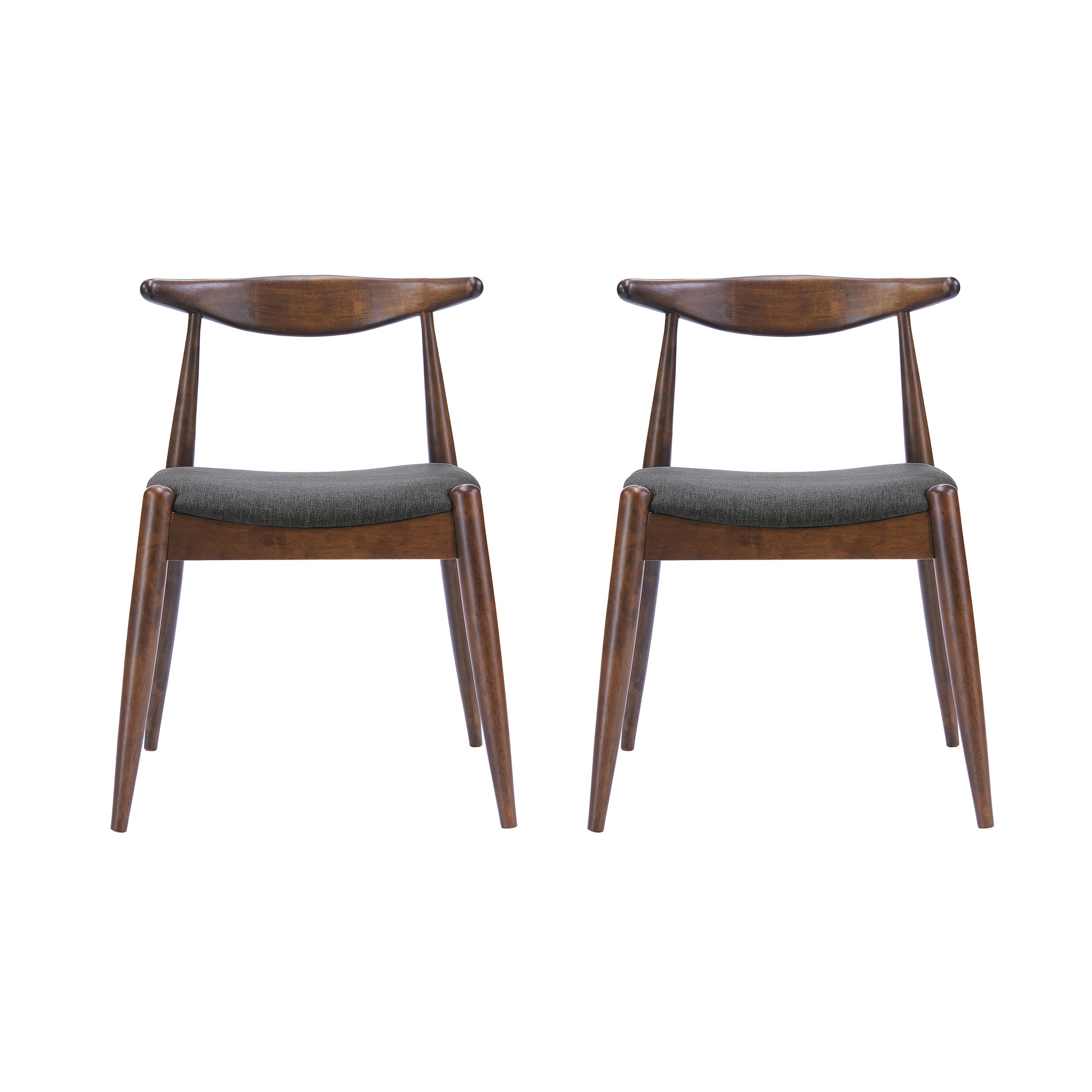 Set of 2 Rubberwood Dining Chairs with Ergonomic Backrest & Comfort Cushions, Walnut+Charcoal (same sku: 59296.00F)