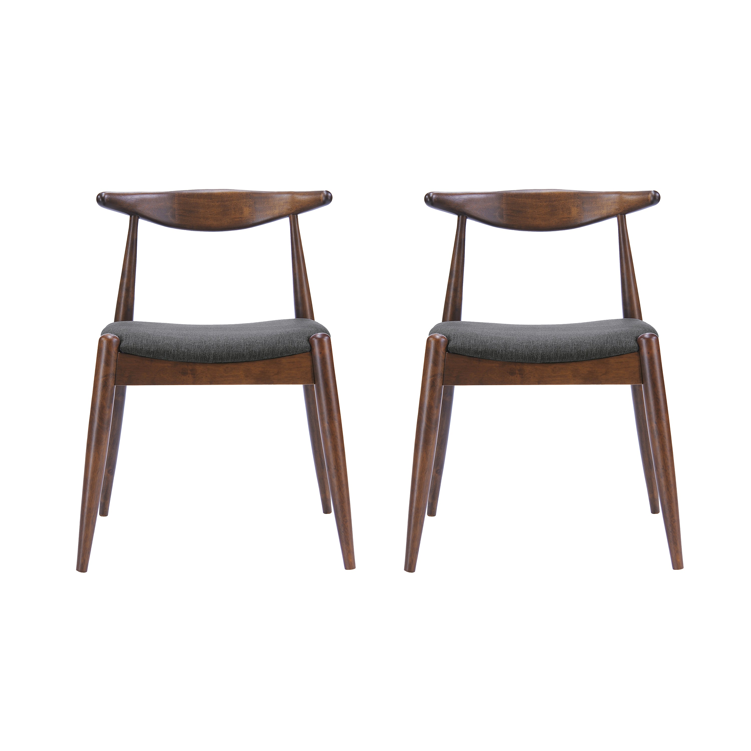 Set of 2 Rubberwood Dining Chairs with Ergonomic Backrest & Comfort Cushions, Walnut+Charcoal (same sku: 59296.00F)