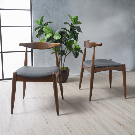 Set of 2 Rubberwood Dining Chairs with Ergonomic Backrest & Comfort Cushions, Walnut+Charcoal (same sku: 59296.00F)