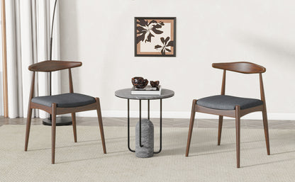 Set of 2 Rubberwood Dining Chairs with Ergonomic Backrest & Comfort Cushions, Walnut+Charcoal (same sku: 59296.00F)