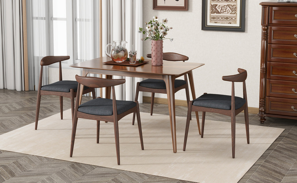 Set of 2 Rubberwood Dining Chairs with Ergonomic Backrest & Comfort Cushions, Walnut+Charcoal (same sku: 59296.00F)