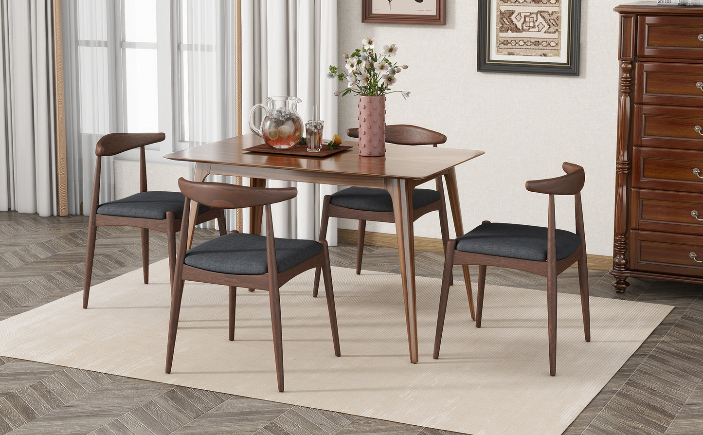 Set of 2 Rubberwood Dining Chairs with Ergonomic Backrest & Comfort Cushions, Walnut+Charcoal (same sku: 59296.00F)