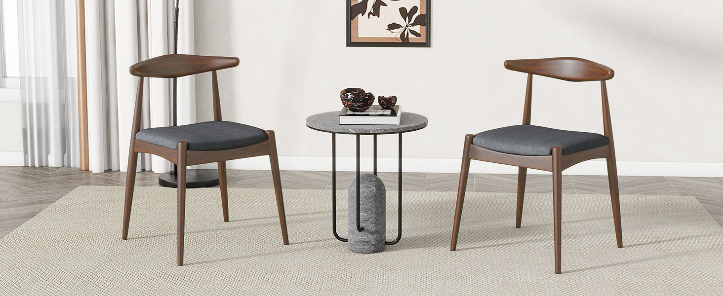 Set of 2 Rubberwood Dining Chairs with Ergonomic Backrest & Comfort Cushions, Walnut+Charcoal (same sku: 59296.00F)