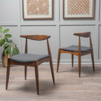 Set of 2 Rubberwood Dining Chairs with Ergonomic Backrest & Comfort Cushions, Walnut+Charcoal (same sku: 59296.00F)