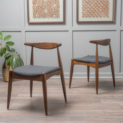 Set of 2 Rubberwood Dining Chairs with Ergonomic Backrest & Comfort Cushions, Walnut+Charcoal (same sku: 59296.00F)