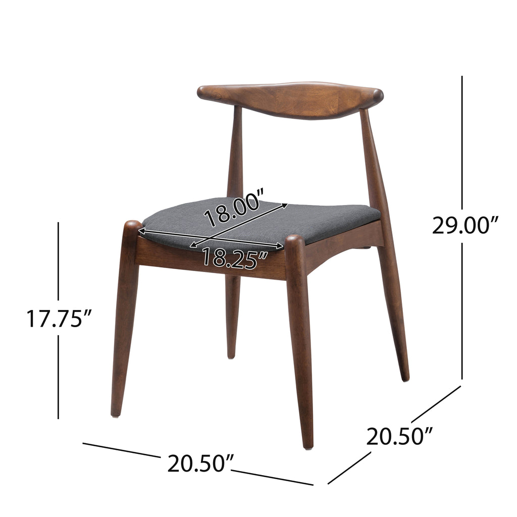 Set of 2 Rubberwood Dining Chairs with Ergonomic Backrest & Comfort Cushions, Walnut+Charcoal (same sku: 59296.00F)