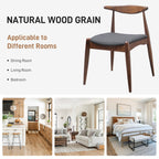 Set of 2 Rubberwood Dining Chairs with Ergonomic Backrest & Comfort Cushions, Walnut+Charcoal (same sku: 59296.00F)