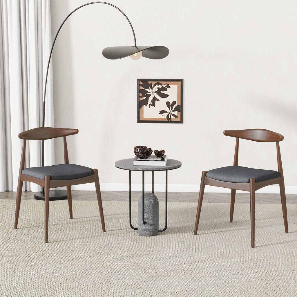 Set of 2 Rubberwood Dining Chairs with Ergonomic Backrest & Comfort Cushions, Walnut+Charcoal (same sku: 59296.00F)