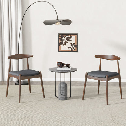 Set of 2 Rubberwood Dining Chairs with Ergonomic Backrest & Comfort Cushions, Walnut+Charcoal (same sku: 59296.00F)