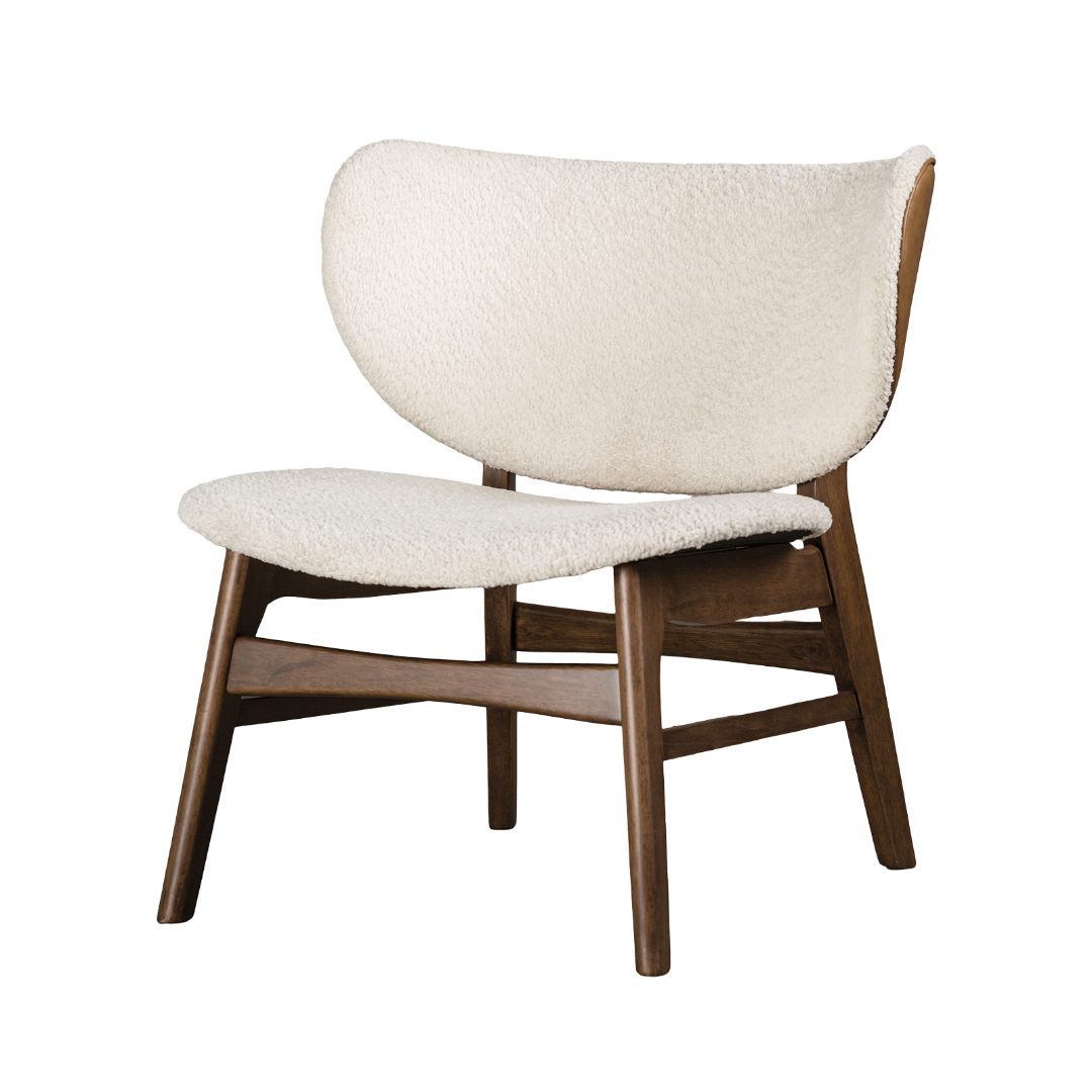 Modern Mid-Century Accent Chair With Wingback Walnut/Beige