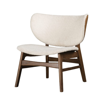Modern Mid-Century Accent Chair With Wingback Walnut/Beige