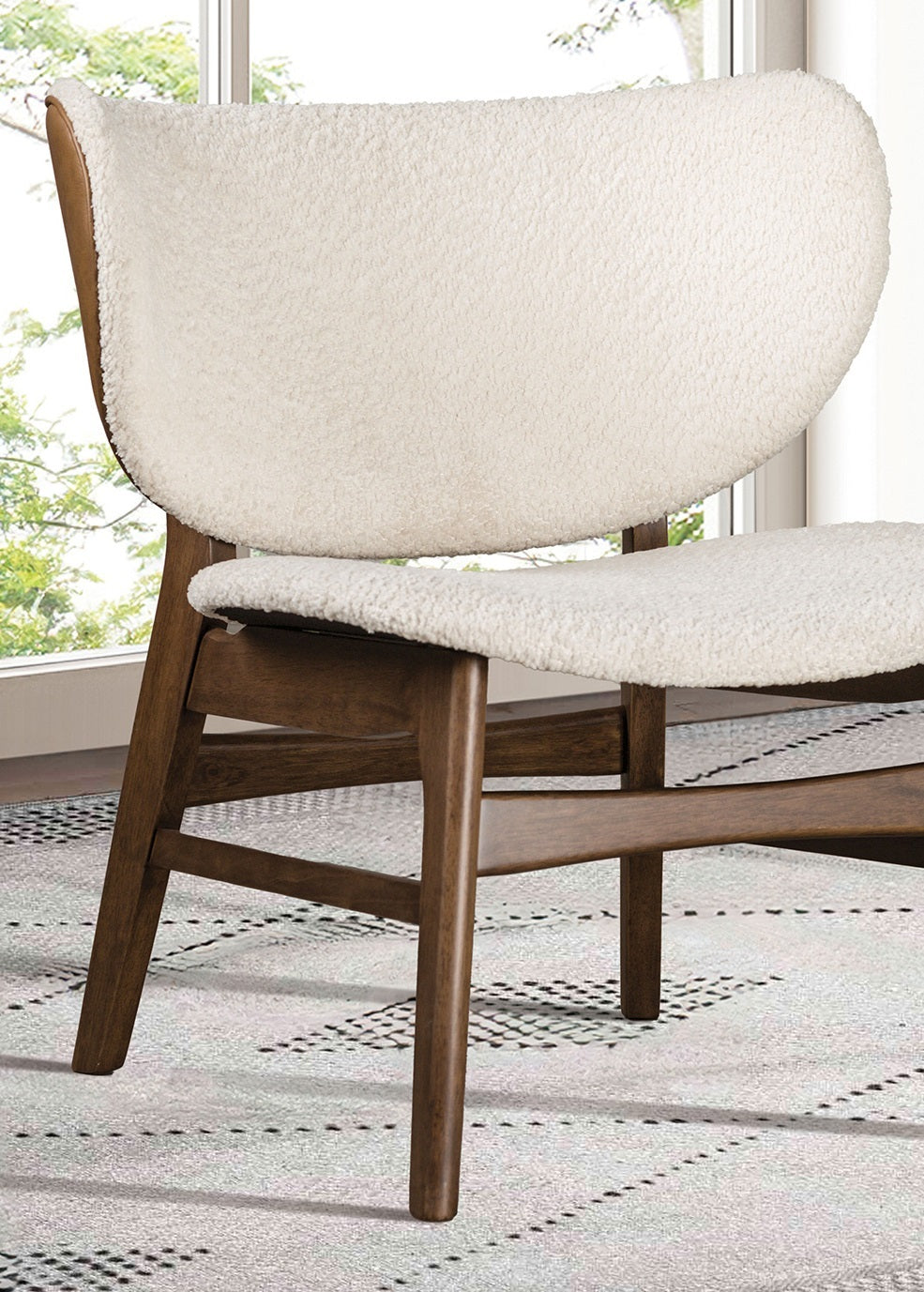 Modern Mid-Century Accent Chair With Wingback Walnut/Beige