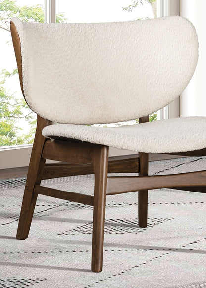 Modern Mid-Century Accent Chair With Wingback Walnut/Beige