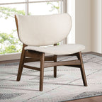 Modern Mid-Century Accent Chair With Wingback Walnut/Beige