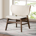 Modern Mid-Century Accent Chair With Wingback Walnut/Beige