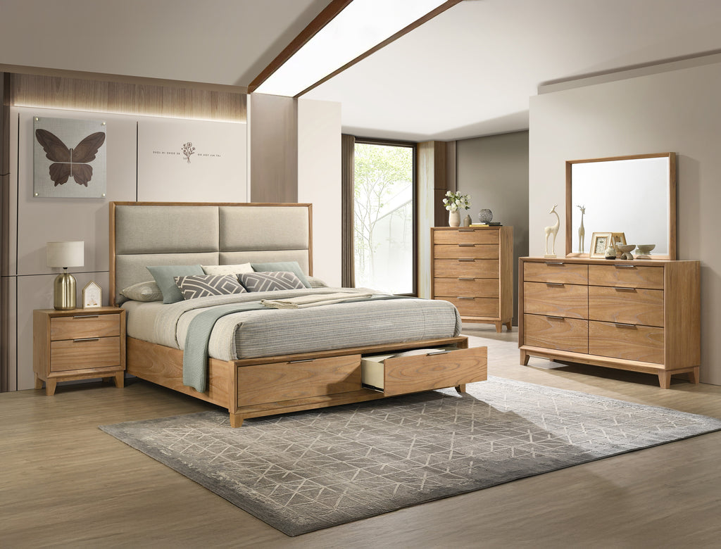 Queen Storage Platform Bed - Solid Wood, Plush - Full bedroom set with matching furniture showcasing the bed’s storage and contemporary design.