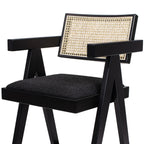 Milan Ebony Black Boucle Bar Stool with Arms, Set of 3.