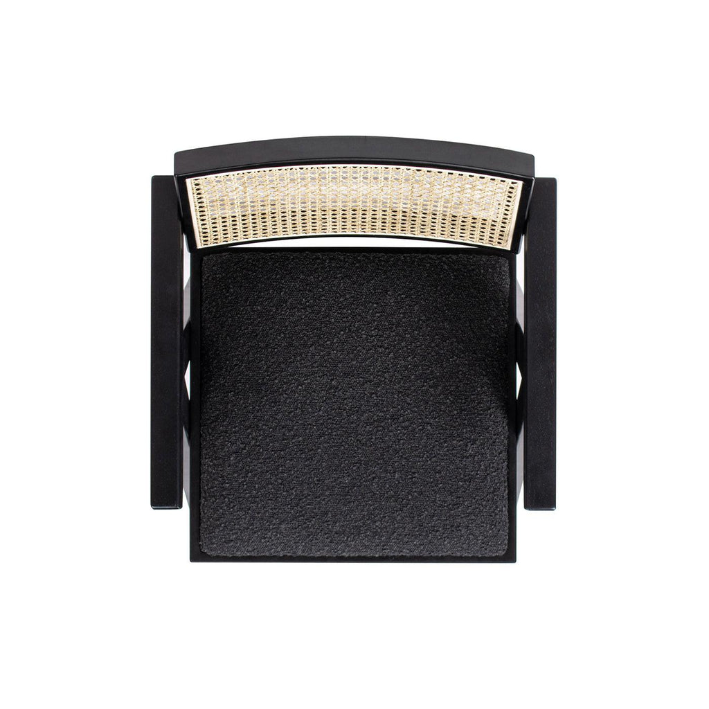 Milan Ebony Black Boucle Bar Stool with Arms, Set of 3.