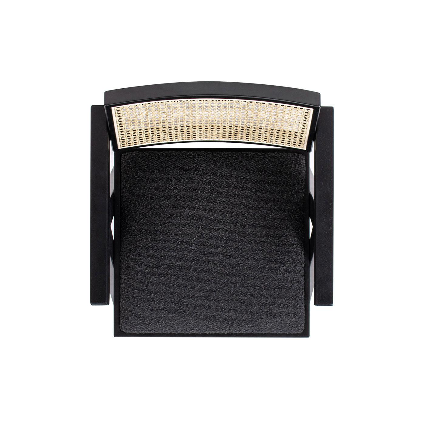 Milan Ebony Black Boucle Bar Stool with Arms, Set of 3.